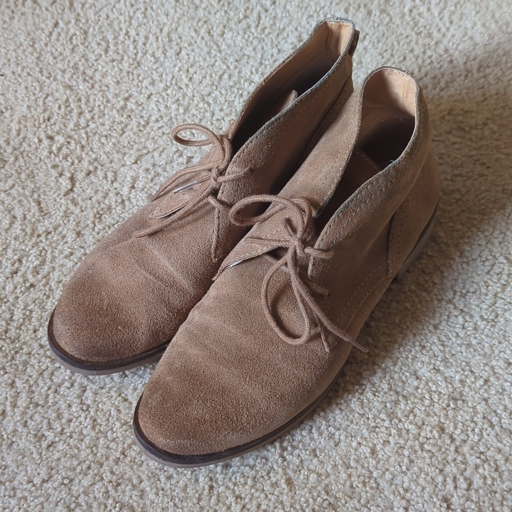 Lucky Brand Light Brown Garboh Leather Upper Tie Booties Size 6.5M